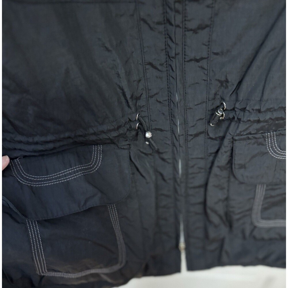 Laundry By Shelli Segal Jacket Black Lightweight Raincoat Pockets See Note Size - Picture 6 of 12
